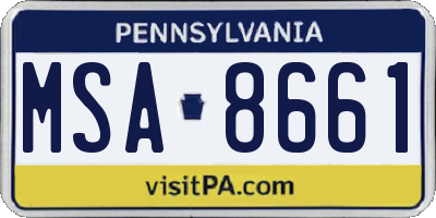 PA license plate MSA8661