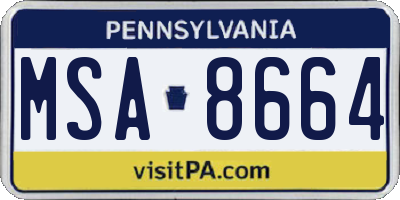 PA license plate MSA8664