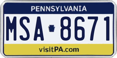 PA license plate MSA8671