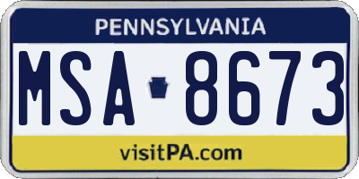 PA license plate MSA8673