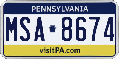 PA license plate MSA8674