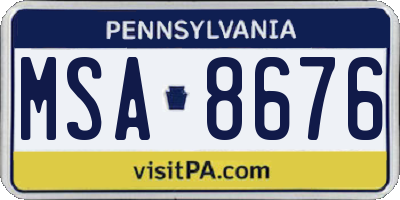 PA license plate MSA8676
