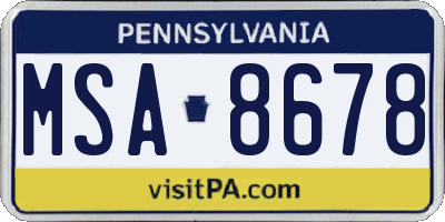 PA license plate MSA8678