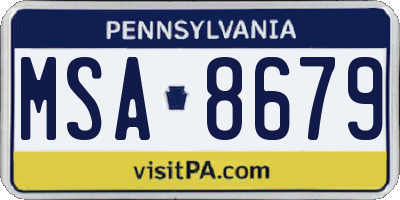 PA license plate MSA8679