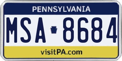 PA license plate MSA8684