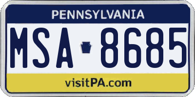 PA license plate MSA8685