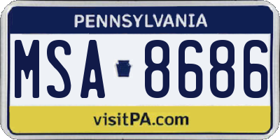 PA license plate MSA8686