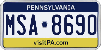 PA license plate MSA8690