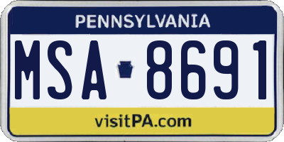 PA license plate MSA8691