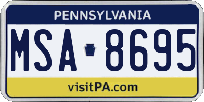 PA license plate MSA8695