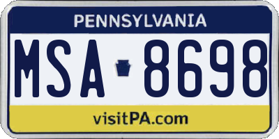 PA license plate MSA8698