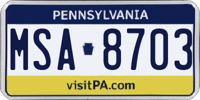 PA license plate MSA8703