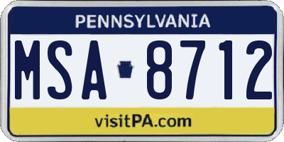 PA license plate MSA8712