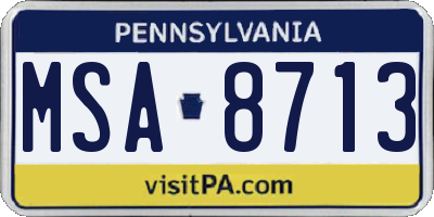 PA license plate MSA8713