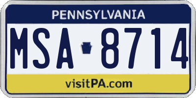 PA license plate MSA8714