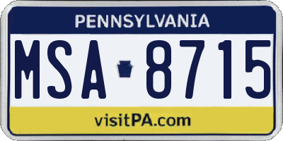 PA license plate MSA8715
