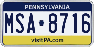 PA license plate MSA8716