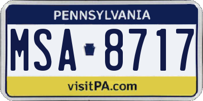 PA license plate MSA8717