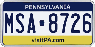 PA license plate MSA8726