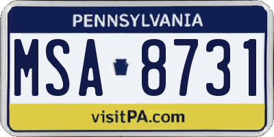PA license plate MSA8731