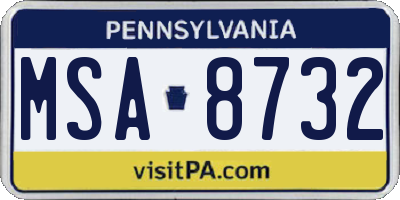 PA license plate MSA8732