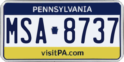 PA license plate MSA8737