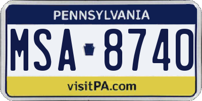 PA license plate MSA8740