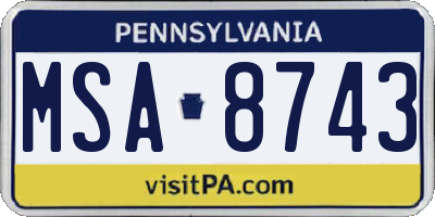 PA license plate MSA8743