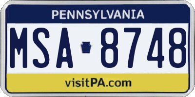 PA license plate MSA8748
