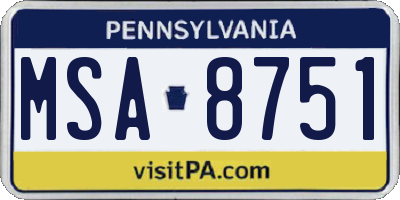 PA license plate MSA8751