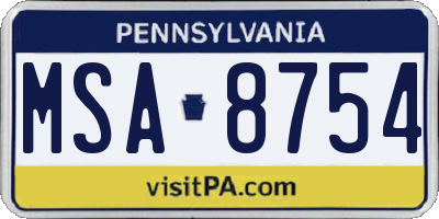 PA license plate MSA8754