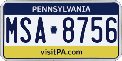 PA license plate MSA8756