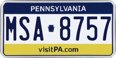 PA license plate MSA8757