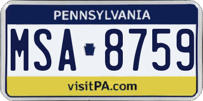 PA license plate MSA8759