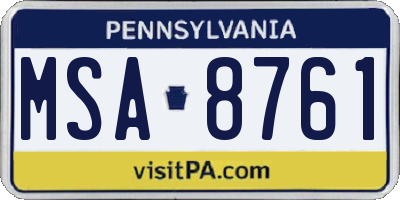 PA license plate MSA8761