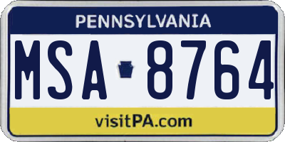 PA license plate MSA8764