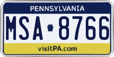 PA license plate MSA8766