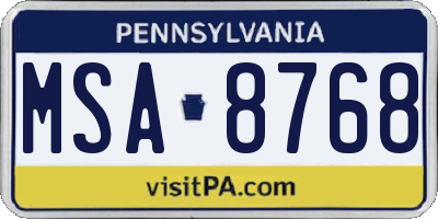 PA license plate MSA8768