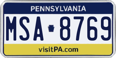 PA license plate MSA8769