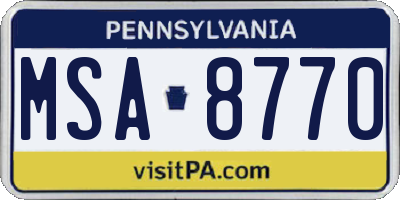 PA license plate MSA8770