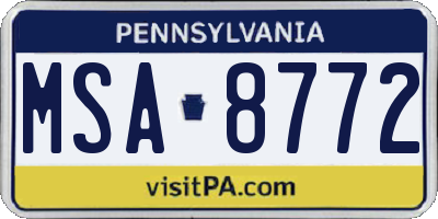 PA license plate MSA8772