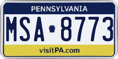 PA license plate MSA8773