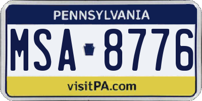 PA license plate MSA8776
