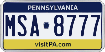PA license plate MSA8777