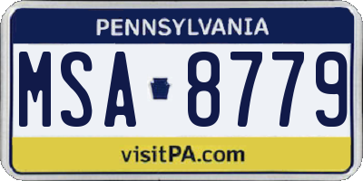 PA license plate MSA8779
