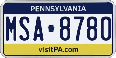 PA license plate MSA8780