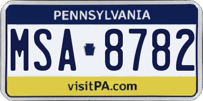 PA license plate MSA8782