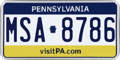 PA license plate MSA8786