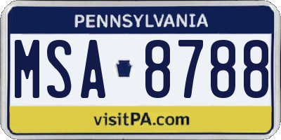 PA license plate MSA8788