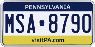 PA license plate MSA8790